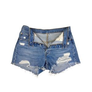 Levis 501 Original High Rise Button Fly Distressed Denim Shorts Size 29